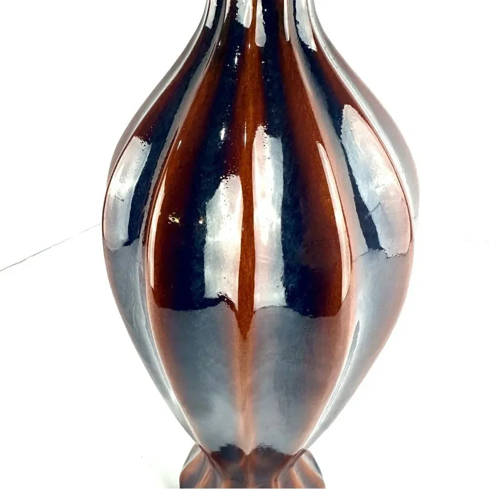 Kindra Vase Ginger Medium Brown and Iridescent Blue/Purple